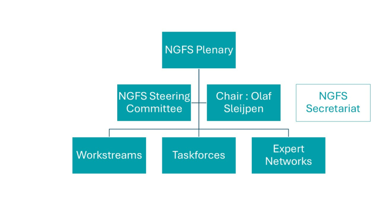 The NGFS relies mostly on workstreams, taskforces and expert networks which provide deliverables and insights to the Steering Committee and the NGFS Plenary.